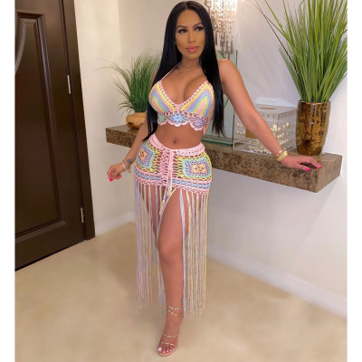 Hand crocheted colorful see-through beach blouse fashion suit Z072