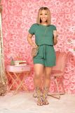 New solid color short-sleeved T-shirt shorts with pockets jumpsuit P8589