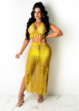 Women's sexy see-through fringed knitted beach skirt cover Z0104