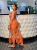 Women's sexy see-through fringed knitted beach skirt cover Z0104