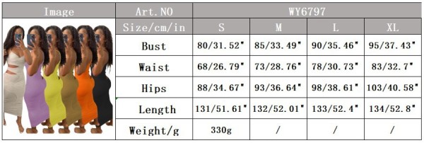 Fashion sexy solid color suspender hollow dress WY6797