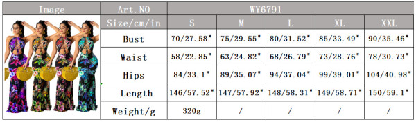 Fashion sexy halter halter print long skirt dress WY6791