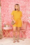 New solid color short-sleeved T-shirt shorts with pockets jumpsuit P8589