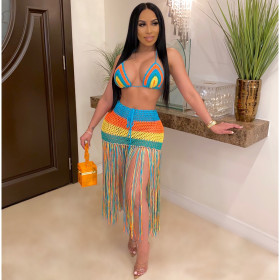 Handmade crocheted tassel casual suit swimsuit coverall Z074