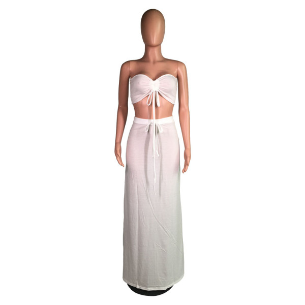 Two-piece fashion sexy tie-rope tube top dress WY6575