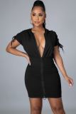 Fashion new casual solid color bandage hooded dress p8581
