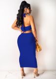 Fashion sexy solid color hollow wrap breast skirt suit WY6784