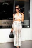 Women's sexy see-through fringed knitted beach skirt cover Z0104
