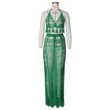 Women's sexy see-through fringed knitted beach skirt cover Z0104
