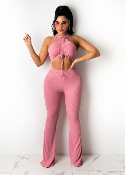 Two-piece fashion new pleated lace-up vest p8587