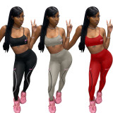Slim-fit black English alphabet sexy sling tight-fitting two-piece suit L715