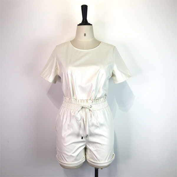 PU leather two-piece suit waist high elastic fashion leather suit WDS210516
