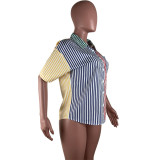 Fashion multicolor striped print shirt B3150