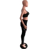 Slim-fit black English alphabet sexy sling tight-fitting two-piece suit L715