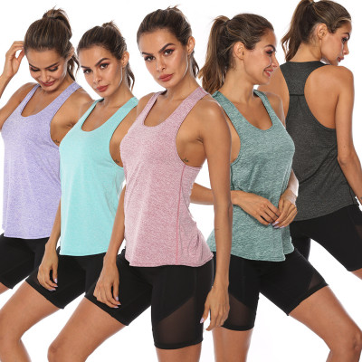 Quick-drying sports vest basic cationic fitness training yoga off-shoulder U-neck vest 590176238022-1