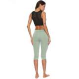 New style yoga pants solid color peach hip tight-fitting slimming sports seven-point side pocket quick-drying fitness women's pants 593472933285-1