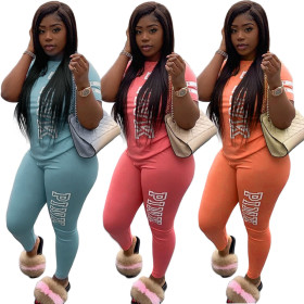 Fashion and leisure letter printing two-piece suit k8101