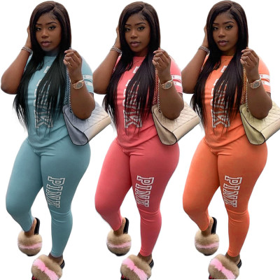 Fashion and leisure letter printing two-piece suit k8101