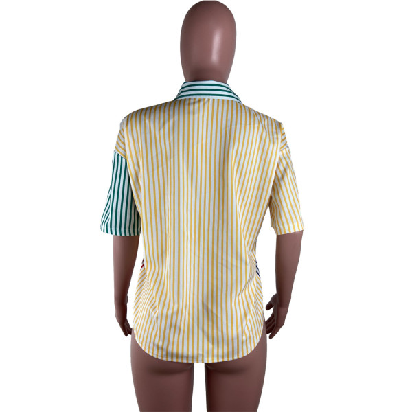 Fashion multicolor striped print shirt B3150