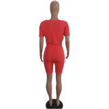 New solid color positioning printing sexy lips two-piece suit T2033