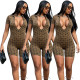 Fashion sexy printed zipper jumpsuit XR2159