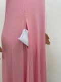 Solid color irregular off-the-shoulder dress YX9283