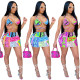 Printed strappy sexy split swimsuit bikini skirt suit AC8260