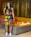 Sexy fashion printed letter camouflage swimsuit two-piece suit YX9282