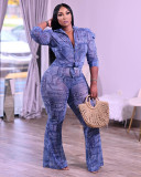 Fashion print loose version two-piece suit PQ8658