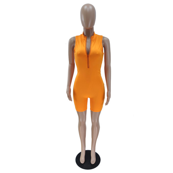 Pure color sports slim fit jumpsuit BN7182