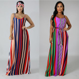 Strapless back striped loose dress M1042