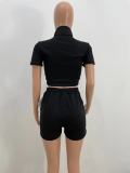 Pure color zipper sweatshirt two piece sports suit YX9285