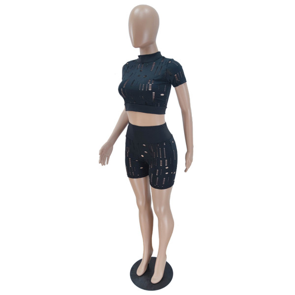 New high-elastic jacquard fabric leisure sports two-piece suit BN7179