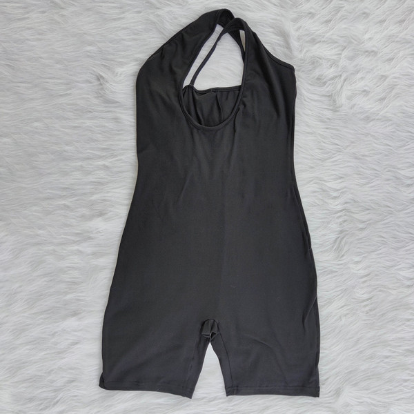 New sexy slanted shoulder hollow solid color jumpsuit BN7191