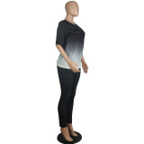 Classic casual solid color gradient long and short sleeve two-piece suit M1135