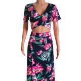 Classic floral hot sale two-piece dress M482