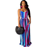 Strapless back striped loose dress M1042