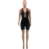 Solid color sexy halter suspender jumpsuit QS5093