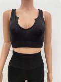 Sexy solid color deep V thickened threaded sports two-piece suit YX9281