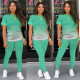 Classic casual solid color gradient long and short sleeve two-piece suit M1135