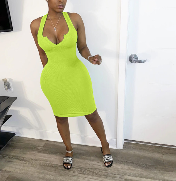 Women's sexy deep V vest dress YX9213