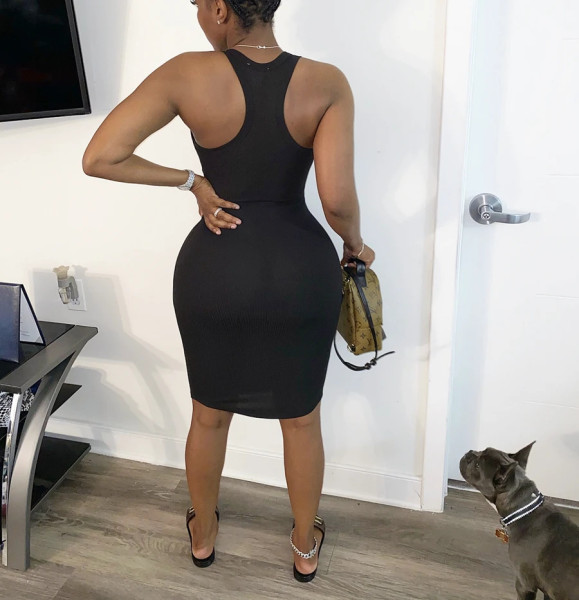 Women's sexy deep V vest dress YX9213