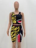 Sexy fashion printed letter camouflage swimsuit two-piece suit YX9282