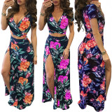 Classic floral hot sale two-piece dress M482