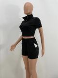 Pure color zipper sweatshirt two piece sports suit YX9285