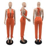 Solid color slim-fit bodice jumpsuit QS51010