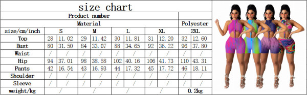 Pleated vest and shorts two-piece multicolor printed elastic pit strip two-piece suit PH1218