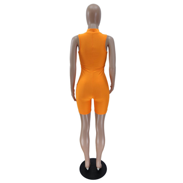 Pure color sports slim fit jumpsuit BN7182