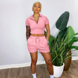 Pure color zipper sweatshirt two piece sports suit YX9285