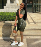 Fashion camouflage positioning printing zipper sports suit two-piece suit HT6059